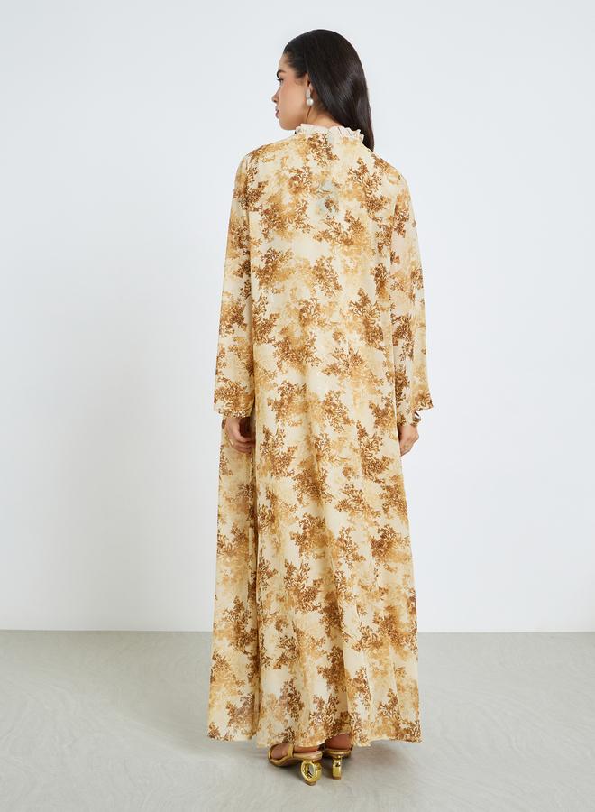 Amirah Women Chiffon Printed Abaya and Dress Modest Set - Image 4
